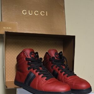 Gucci Men's Red and Black High-Top Sneakers